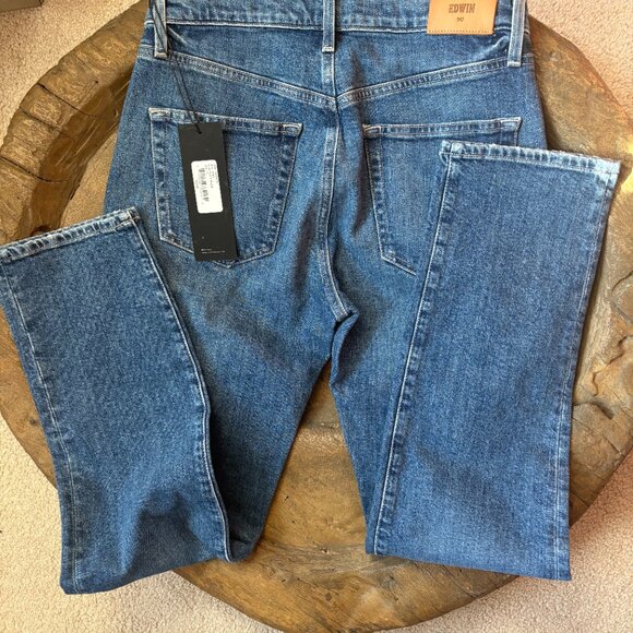 Edwin Hana blue jeans slim straight leg organic cotton/elastane women's 26 NWT - Picture 5 of 5